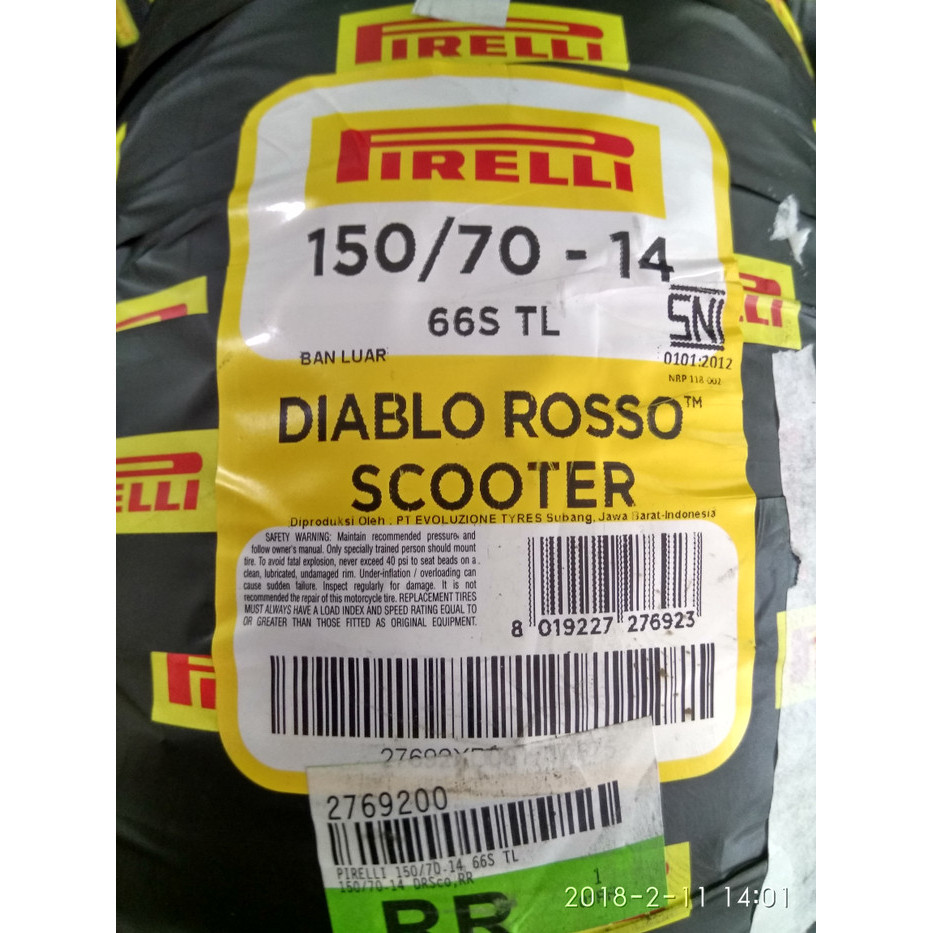Ban Pirelli Xmax & Aerox Diablo Rosso Scooter 150/70 Ring 14