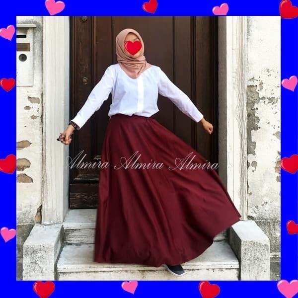 Rok Panjang Wanita Muslim Kerja Kantor Maxi Payung Polos Diandra Skirt Terbaru