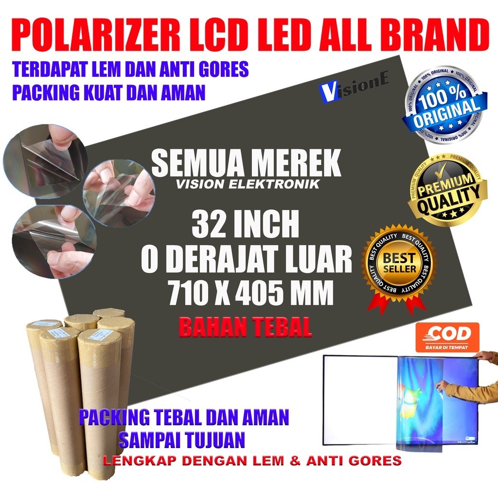 Polaris Polarizer LCD 32 Inch 0 Derajat Bagian Luar Original Toshiba Panasonic Aquos
