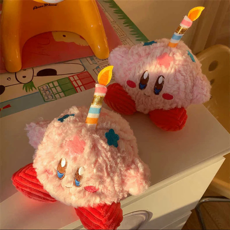 Kirby Lilin Ulang Tahun Bintang 15CM Mainan Peluche Dekorasi Ruangan Kawaii Kirby Gaun Pesta Anak-an