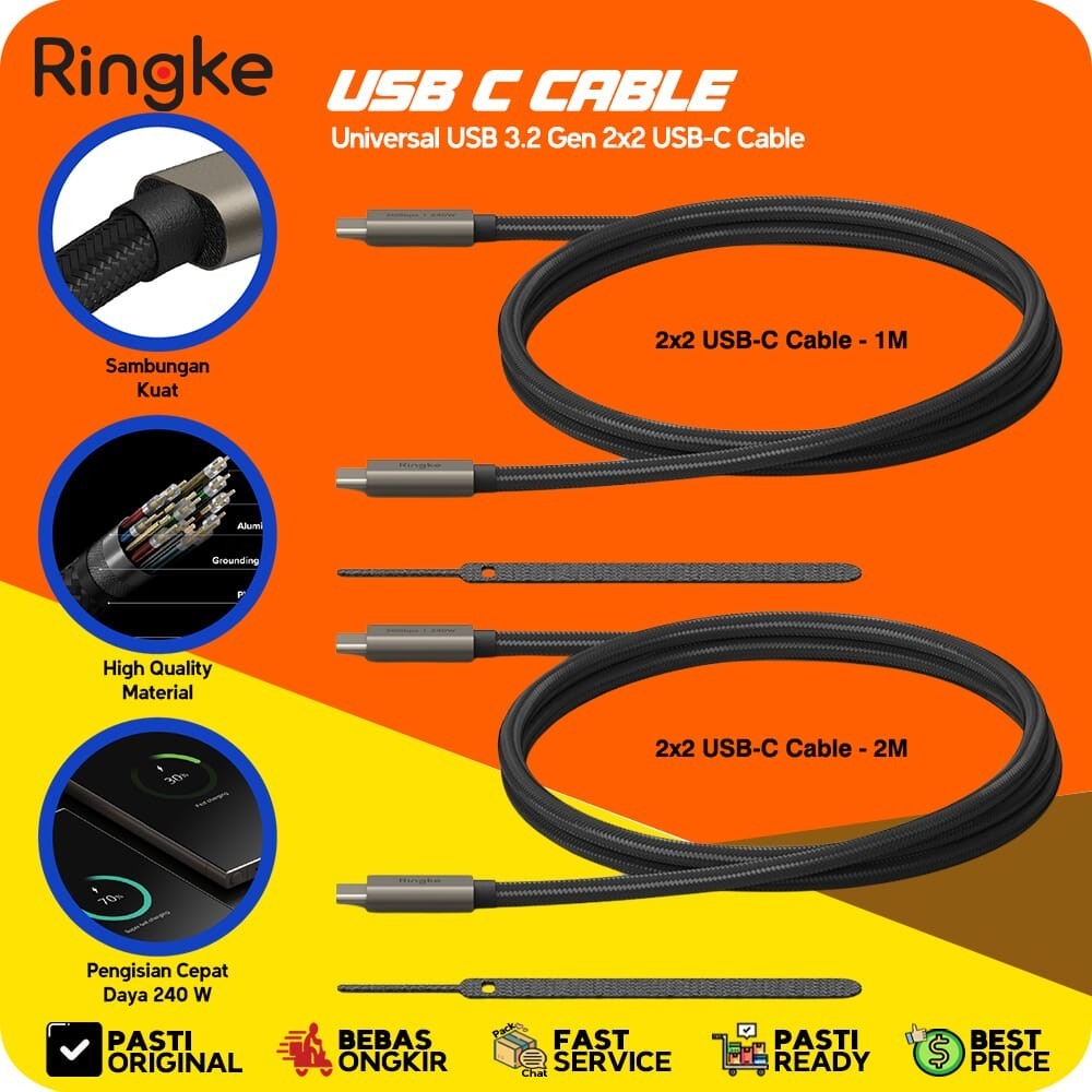 Ringke Kabel Data Universal USB 3.2 Gen2 USB-C to Type-C Braided Cable