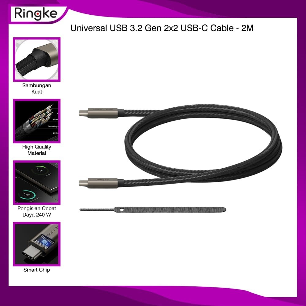 Ringke Universal USB 3.2 Gen2 USB-C to Type-C 2M Kabel Data Braided