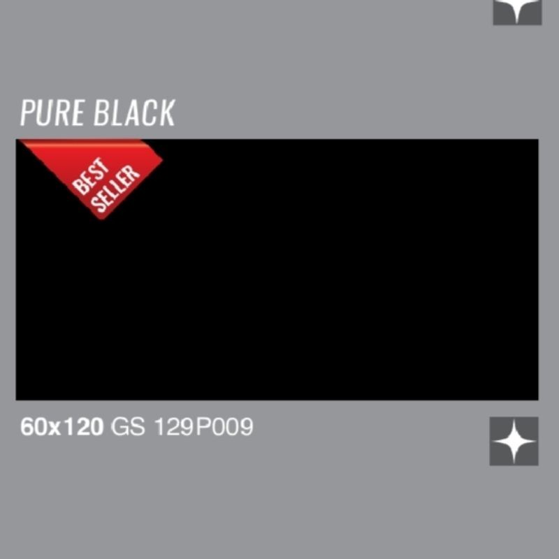 GRANIT GLOSSY MOTIF POLOS HITAM PURE BLACK GS 129P009 UKURAN 60X120 BY GARUDA