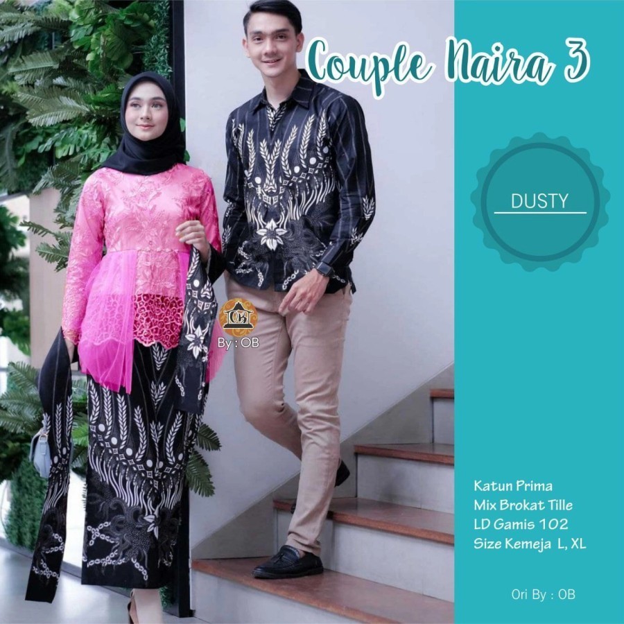 COUPLE BATIK WANITA MODERN BAJU KEBAYA SETELAN KEMEJA BATIK PRIA - Dusty