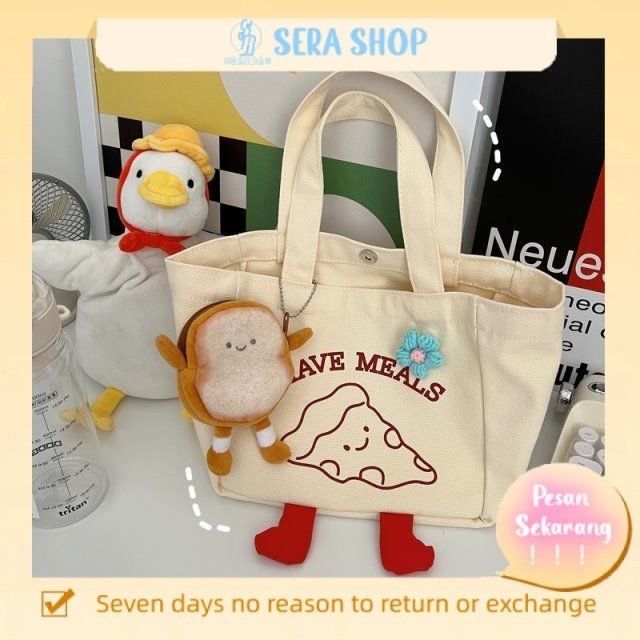 

⊕◑┅Sera Jepang Lembut Gadis Kartun Tas Kanvas Wanita Versi Korea Gadis Lucu Tas Tangan Tas Kapasitas Besar Satu Bahu Tas Komuter