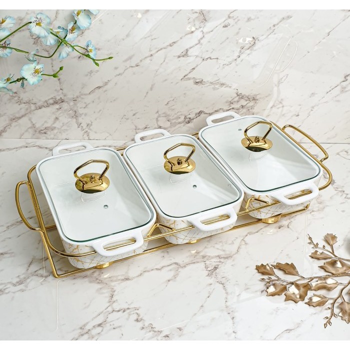 1 Set Canada Serving Plate / Mangkok Sup /Piring Keramik Makan / Panci