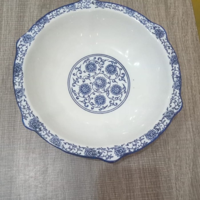 Mangkok Besar Keramik Biru Putih Diameter 25Cm