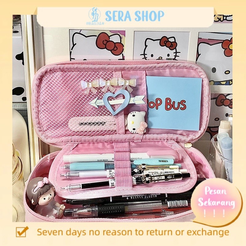 

❀Sera Sanrio helloKitty cat tempat pensil kapasitas super besar gadis lucu hati penyimpanan nilai tinggi tempat pensil