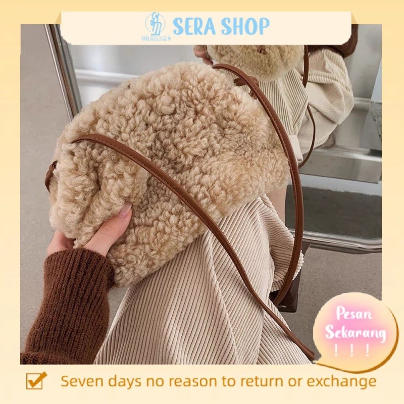 

♕Sera Sera [toko otot perut] cloud bag lamb wool bag 2021 new trendy furry bag shoulder messenger bag women