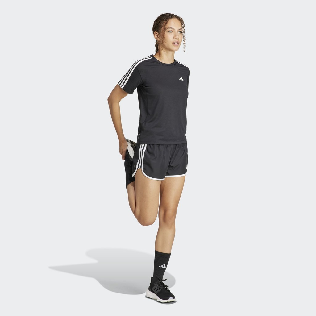 ADIDAS RUNNING Own the Run 3-Stripes T-Shirt Wanita Hitam IQ3875