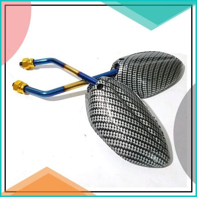 [0451] Spion Beat Carbon Twotone Tangkai Tanggung Motor Honda Beat FI