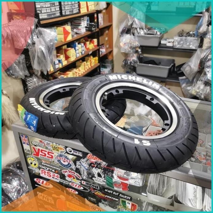 Velg Tubeless Vespa MG Black Polish GS V.3 Ring 10 set Ban Michelin S1