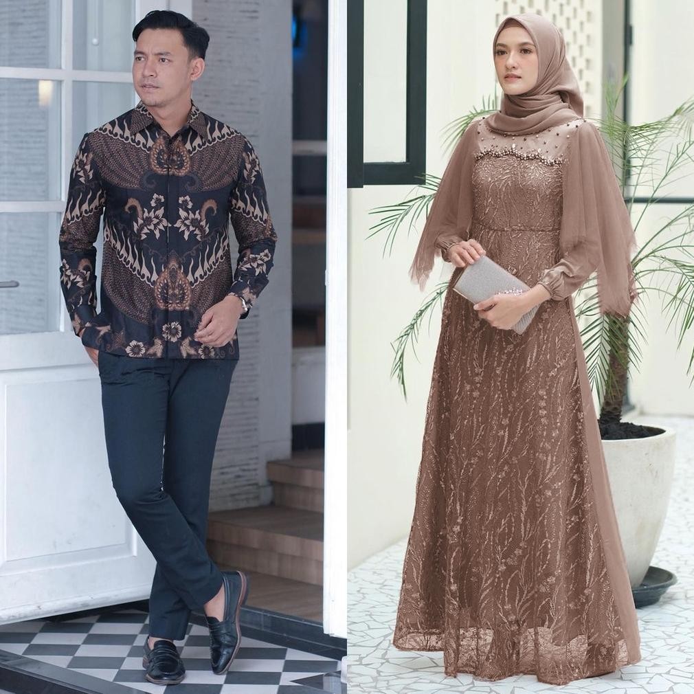Sale Couple Gamis Lebaran - Sarimbit Batik Couple Gamis Radika - Baju Couple Kondangan Kekinian - Dr