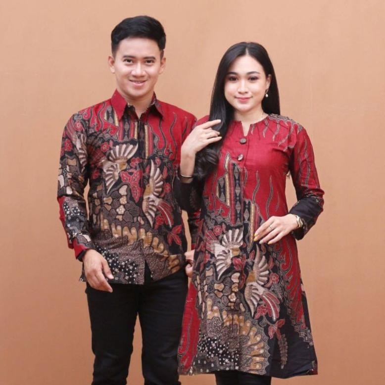 3.3 Batik Tunik Couple Modern Set Pakaian Couple Kemeja Batik Pria Premium Baju Batik Couple Batik Cowok Cewek Seragam Guru Kantoran Kerja Keluarga Panitia Hajatan Pernikahan Batik Atasan Wanita Perempuan Seragam Size M L Xl Xxl Jumbo Batik Kondangan Ayah