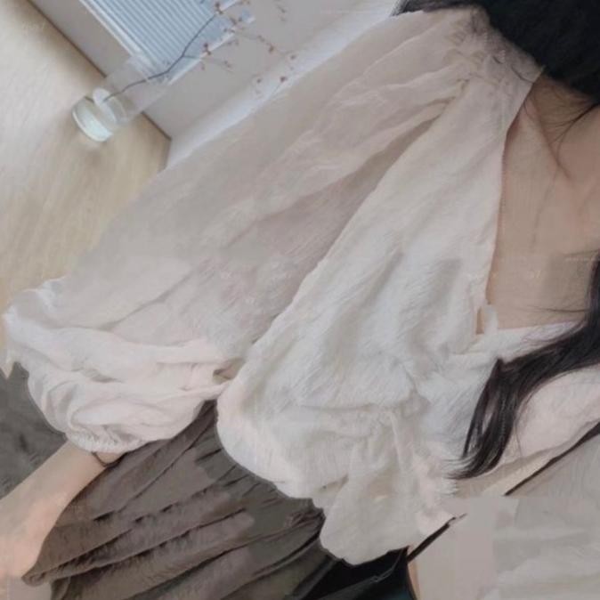 Pm Nelucia White Shirt Import/Blus Wanita/Atasan Putih Lengan Panjang