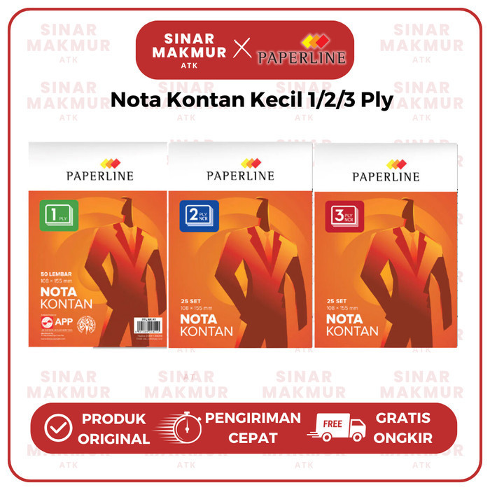 

Nota Kontan Kecil/Bon Penjualan Kecil 1/2/3 Ply Paperline (Pak)