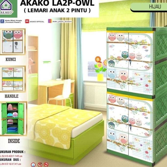 LEMARI PLASTIK ANAK RAK + KUNCI / LEMARI ANAK AKAKO LA2P KARAKTER