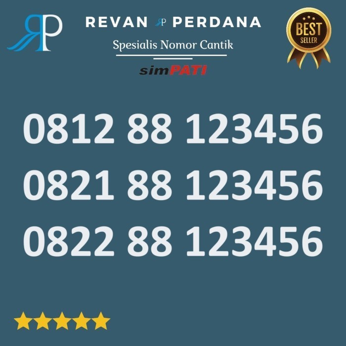 Nomor cantik simpati 0812 88 123456 telkomsel 4g 5g 123456 rv024