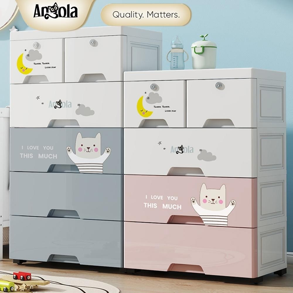 Angola Lemari Plastik 4 dan 5 Tingkat/Lemari Pakaian Anak C70-C71 Tempat Penyimpanan Mainan/Snack/Ba