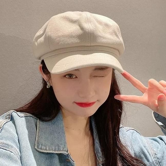 Topi Baret Beret Newsboy Oktagonal Retro Korea Import Wanita Pria