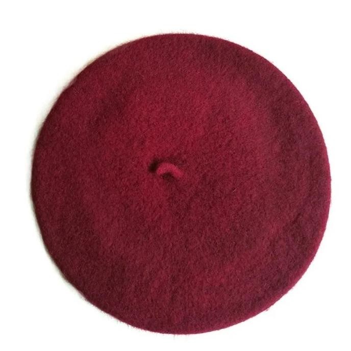 Topi Baret Beanie Topi Wool Wanita Hangat Vintage Polos