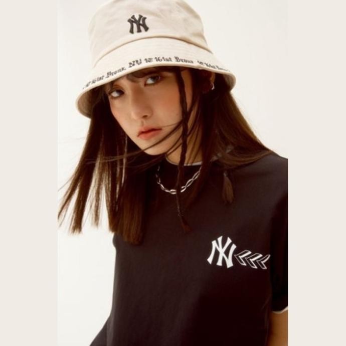 Mlb Gothic Bucket Hat Topi Gaya Korea Logo Ny