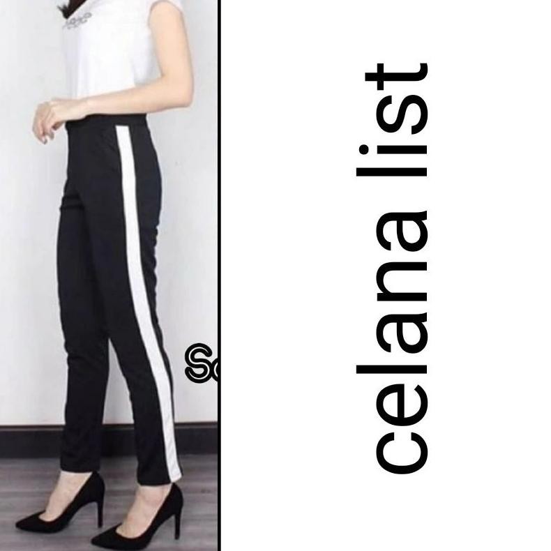 Scuba Pants List/Pants List/Celana Scuba List Putih /Hitam 3.3