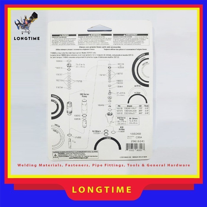 Graco 18B260 Pump Repair Kit 244194 Airless Spray Gun graco