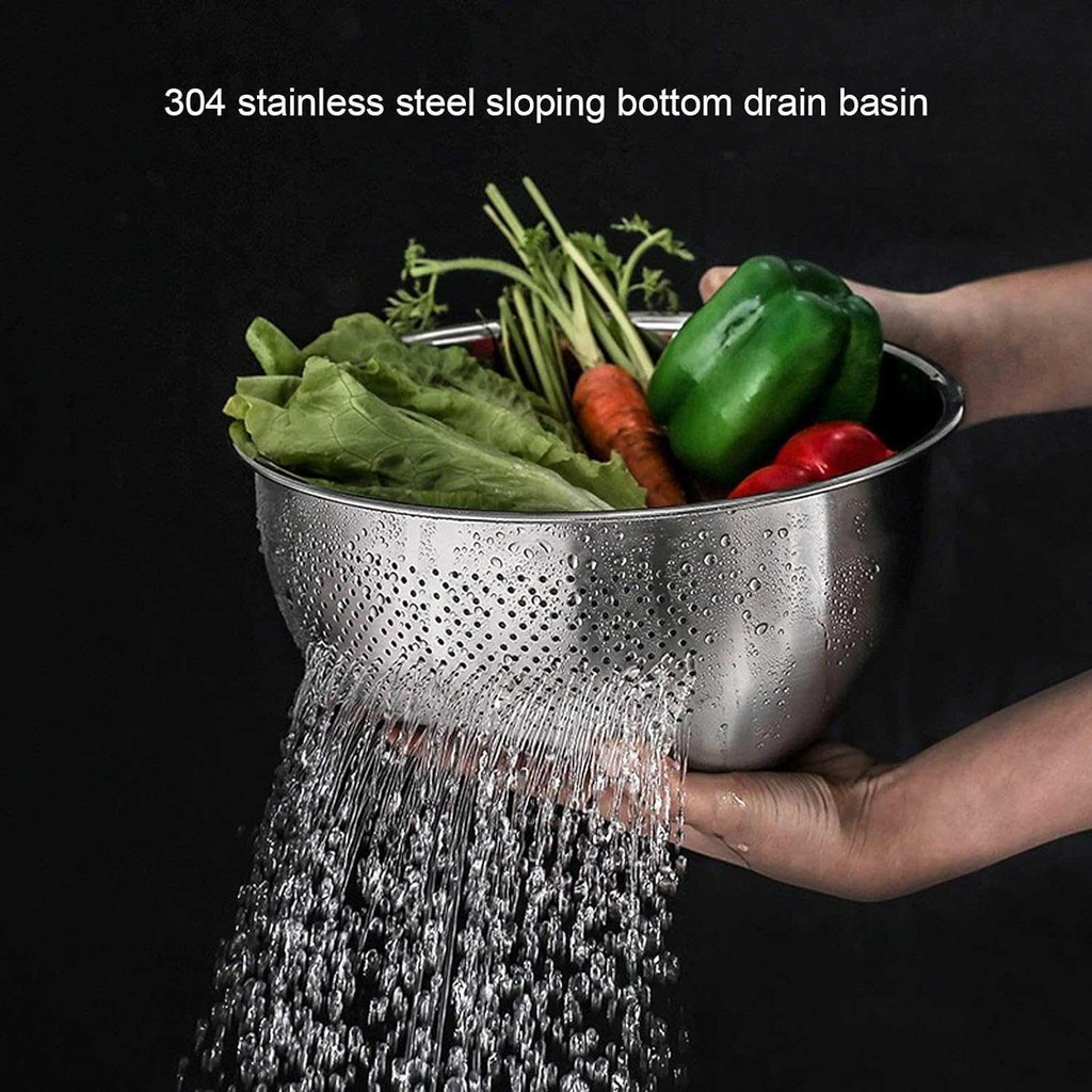 SUPPLE Baskom Saringan Cuci Buah Sayur Stainless Steel Drain Basket C0065 Afur Wastafel Piring Luban