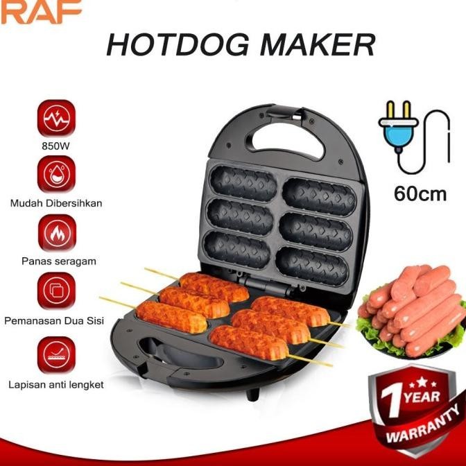 RAF LISTRIK CETAKAN SOSIS BAKAR PORTABLE HOT DOG MAKER 850W KOMPOR NURULPRAMIT43