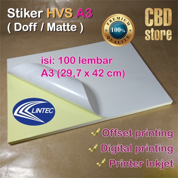 

Stiker HVS A3 Sticker HVS Doff Matte isi 100 pcs merek Lintec