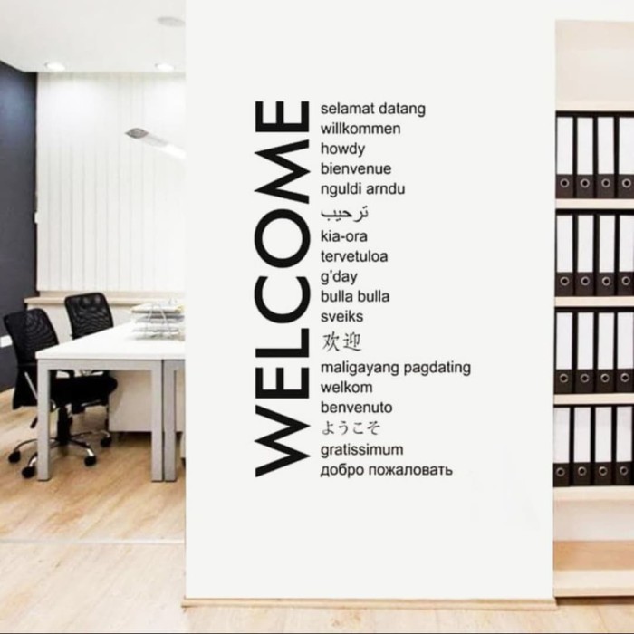 

Stiker welcome multi bahasa selamat datang wall sticker dinding cafe