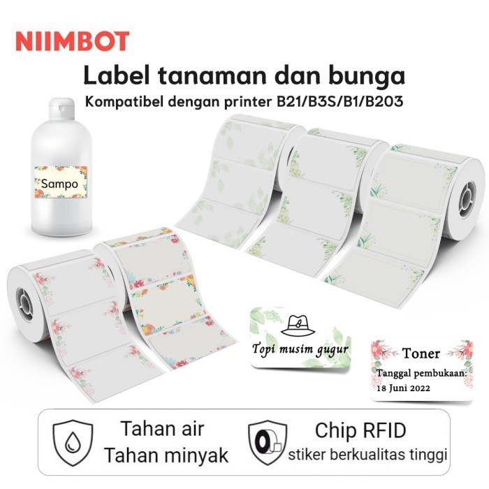 

NIIMBOT B21/B1/B3S/B203 Stiker label pola bunga menandai bukti minyak