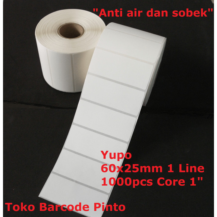

Yupo 60x25mm Core 1" 1 Line 1000pcs Gap 2mm Label Sticker Barcode