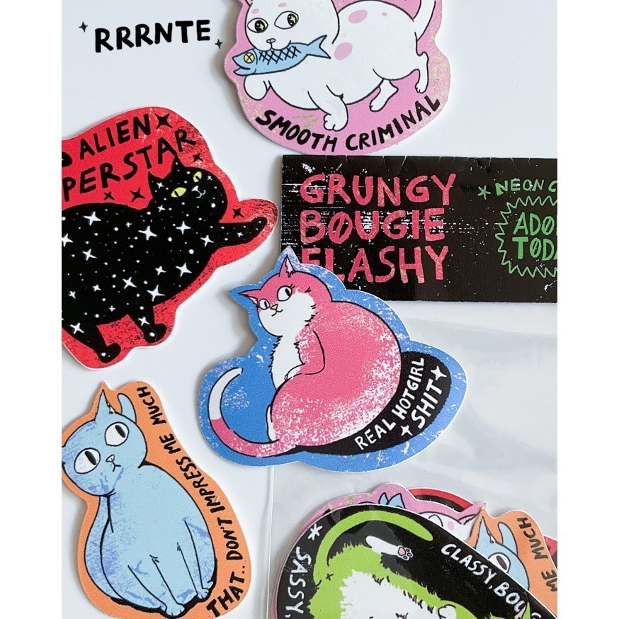 

Neon Cats Sticker Pack of 5 by RRRNTE