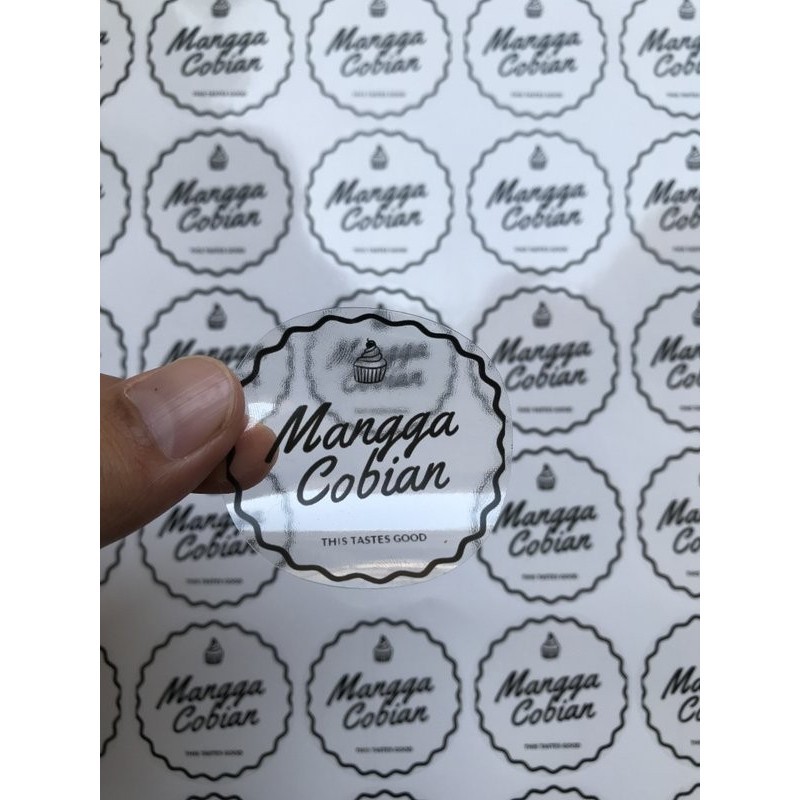 

stiker transfaran A3 bisa tinta putih (spot uv) murah custom desain