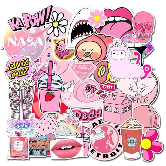 

Stiker Koper Desain Warna Pink Campuran Cute Type B