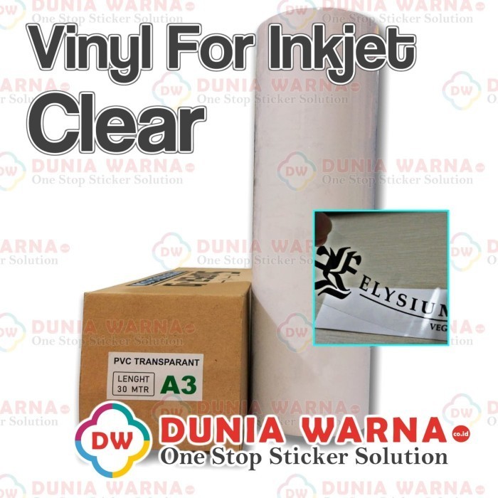 

Stiker Vinyl Bening Transparan Clear Printer Dye Ink Pigment A3 Roll