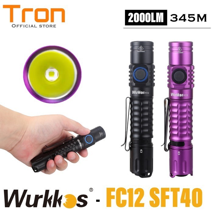 Wurkkos FC12 SFT40 2000 Lumens 345 Meter Senter EDC Led Flashlight