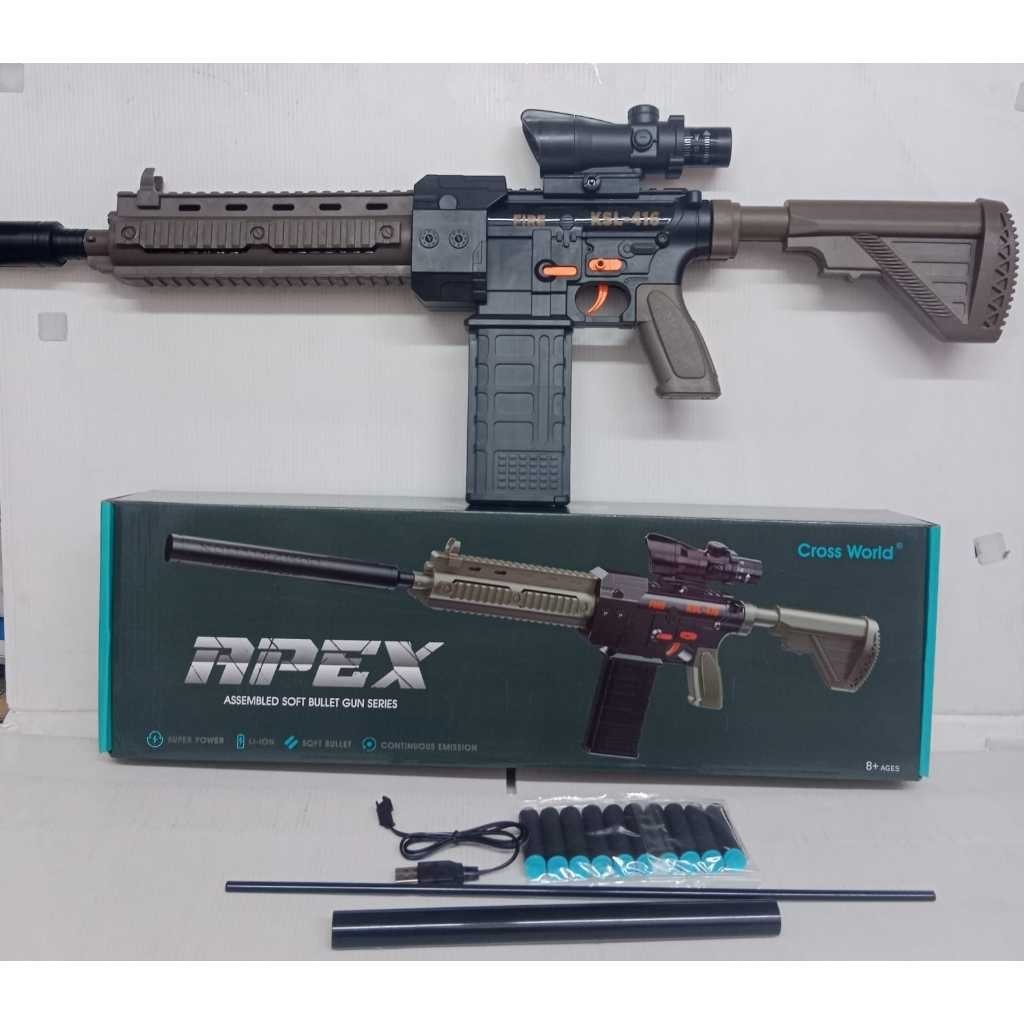 Mainan Tembakan Apex Replika HK416 / Tembakan Nerf Peluru Busa 12218B