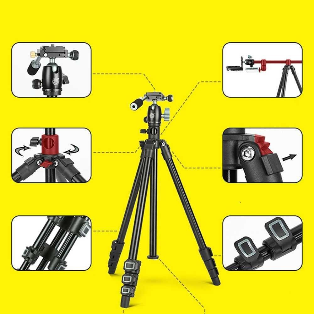 Tripod Kamera DSLR Lightweight Pan Head Horizontal Mount 1.54M Q-202F Tripod Konten Kreator Vlog Gim