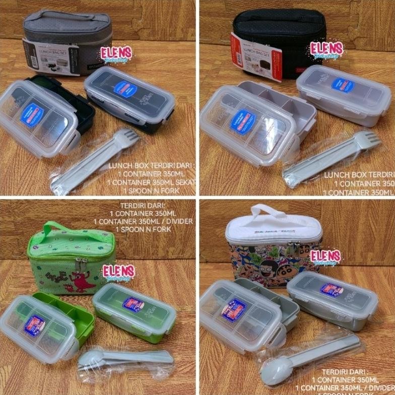 amn- Lock n Lock lunch box kotak makan anak set wadah anti tumpah kedap udara 350ml Promo