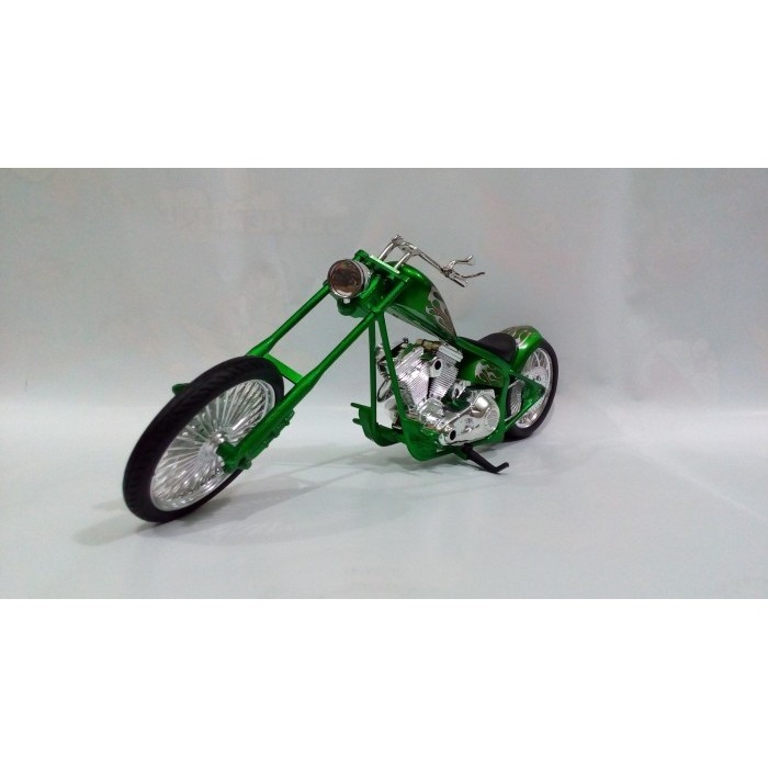 Diecast Niatur Motor Klasik Harley Choppers Custom Hijau
