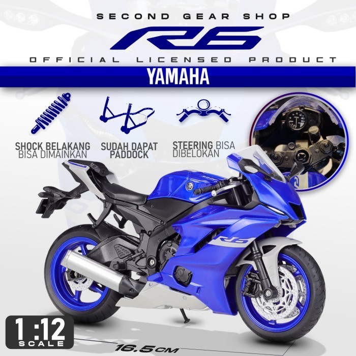 Diecast Motor Yamaha R6 Skala 1:12 Welly