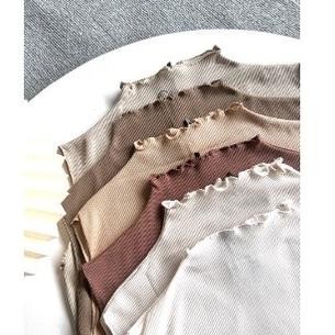 Manset Kaos Rib Tanpa Lengan Inner Baju Korea Wavy Turtleneck Jumbo Xl