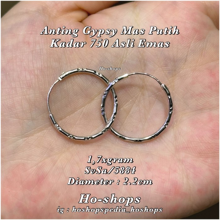 ANTING SIMPLE GYPSY MAS PUTIH KADAR 750 ASLI EMAS