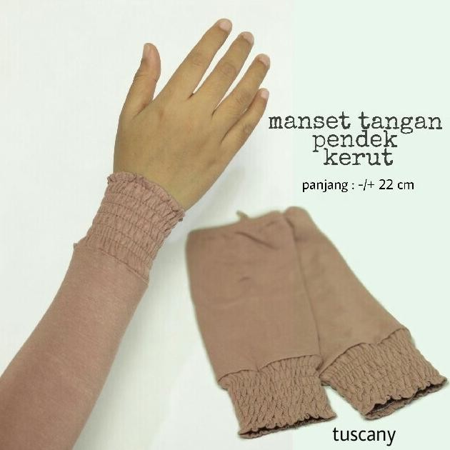 Manset Tangan Wanita Hijab Kerut Smoke Pendek Premium Sepasang 2 Pcs