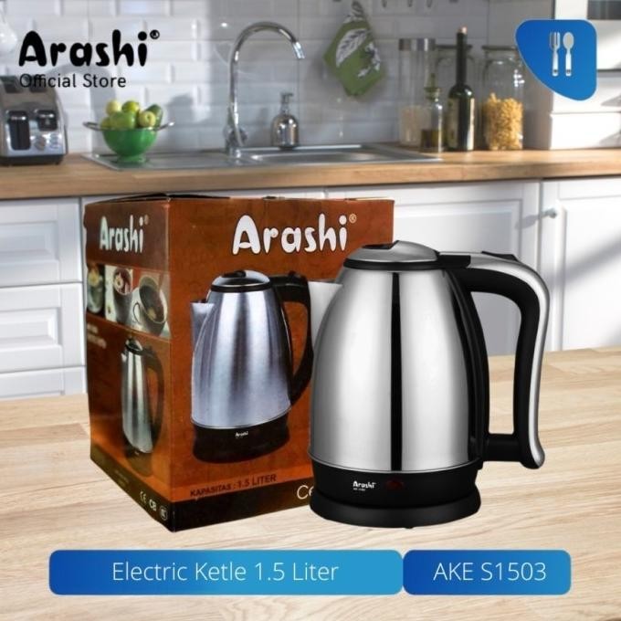 BEST SELLER  Electric Kettle ARASHI S1503 1.5 Liter Teko Termos Listrik Pemanas Air TERLARIS