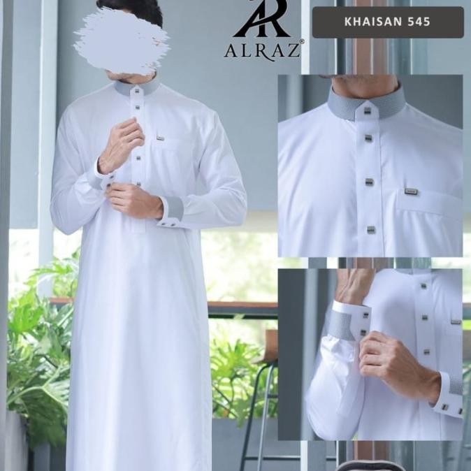 Jubah Alraz Alraz Putih Hitam Manset Premium