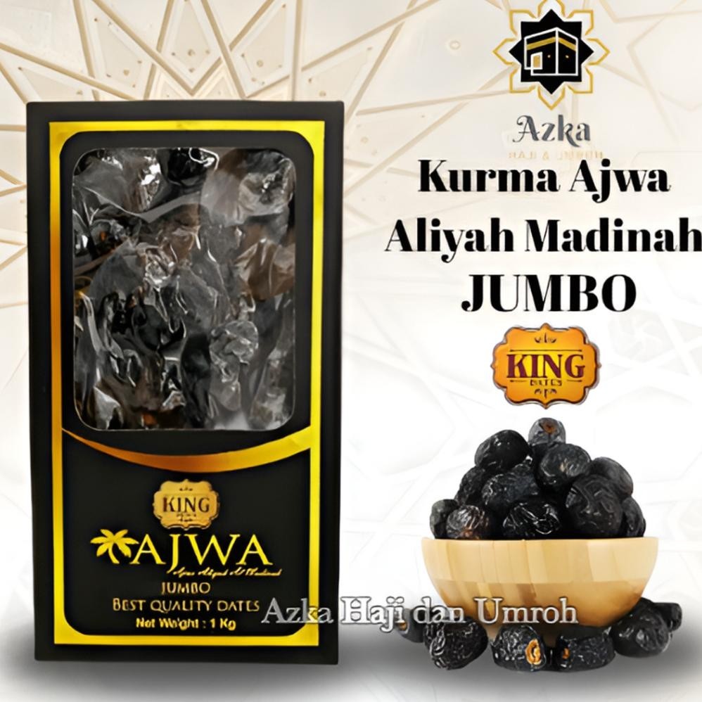

Tersedia Promo!! Kurma King Dates Ajwa Jumbo | Kurma Nabi 1 Kg 500Gr